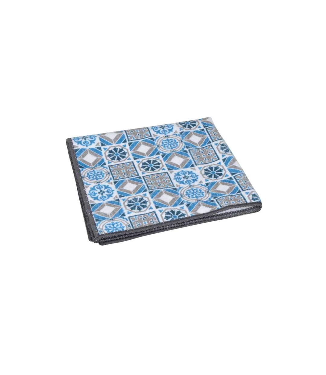 Torchon Carreaux de Ciment 40x40cm Bleu & Gris-1