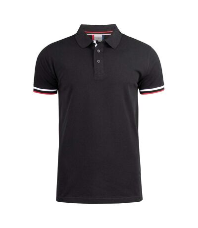 Mens Newton Stripe Detail Polo Shirt Black Clique