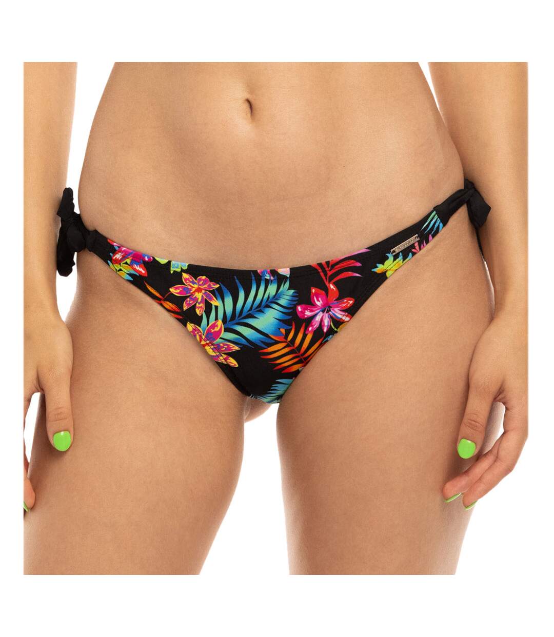 Bas de Bikini Noir/Fleurs Nœud Femme Sun Project Tanga-1