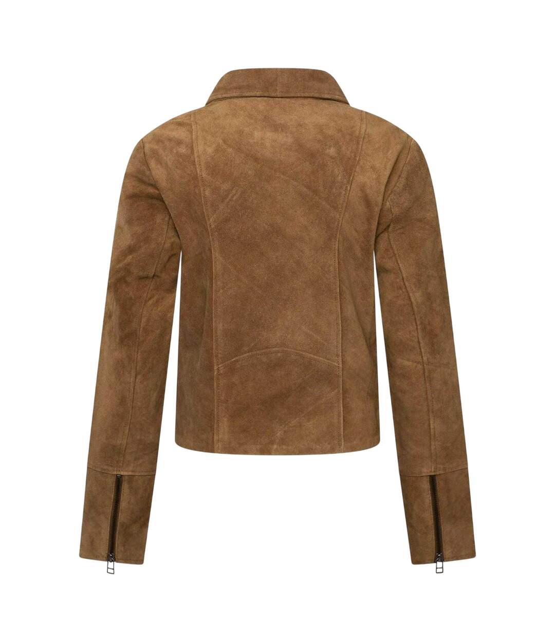 Womens/ladies Suede Biker Jacket Tan Elle-2