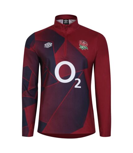 Umbro Mens 23/24 England Rugby Warm Up Midlayer (Tibetan Red/Navy Blazer) - UTUO1623