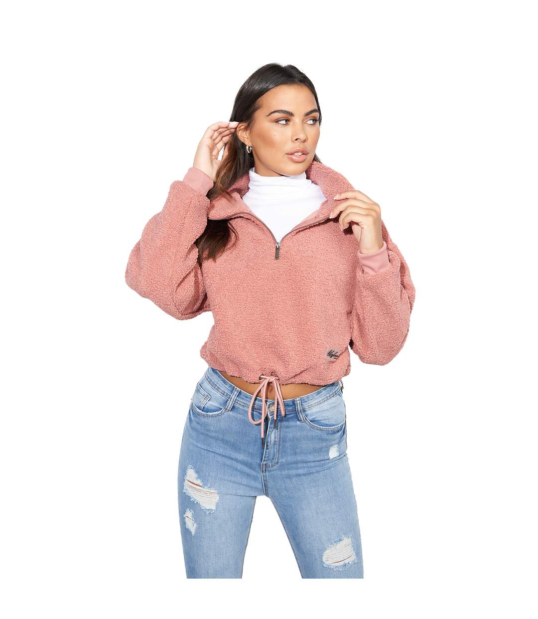 Lily Lane Womens/Ladies Kimora Borg Funnel Neck Hoodie (Pink) - UTBG669-3