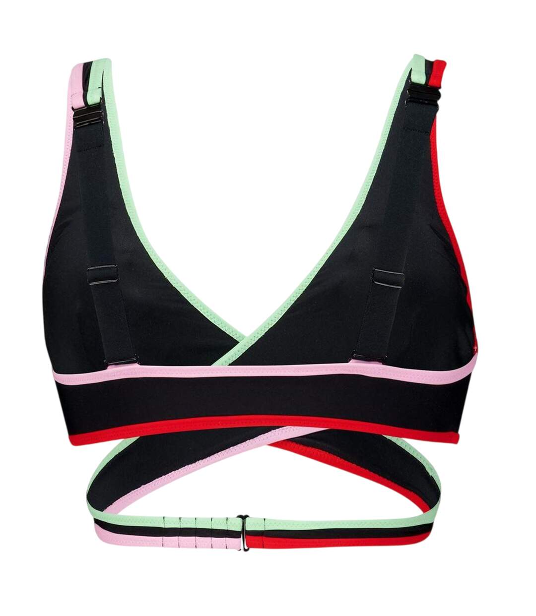 Womens/ladies Plunge Bikini Top Black Puma-2