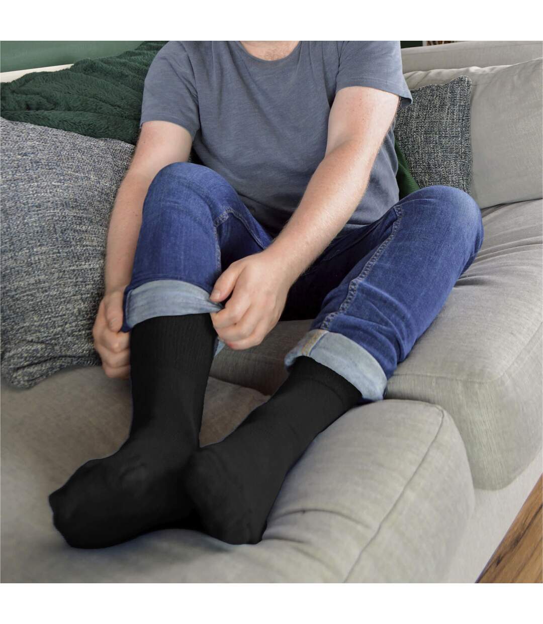 Dr.Socks - 4 Paires Chaussettes Diabetiques Bambou Extra Larges Sans Elastique-3