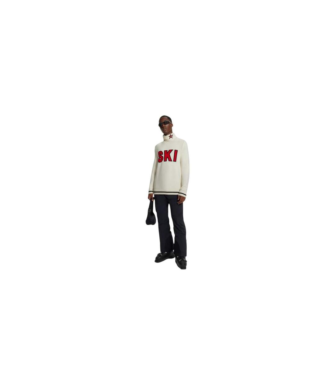 Mens Ski Turtle Neck Jumper White Boss-1