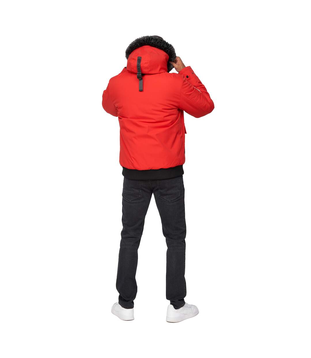 Mens Emarnos Hooded Bomber Jacket Red Born Rich-3