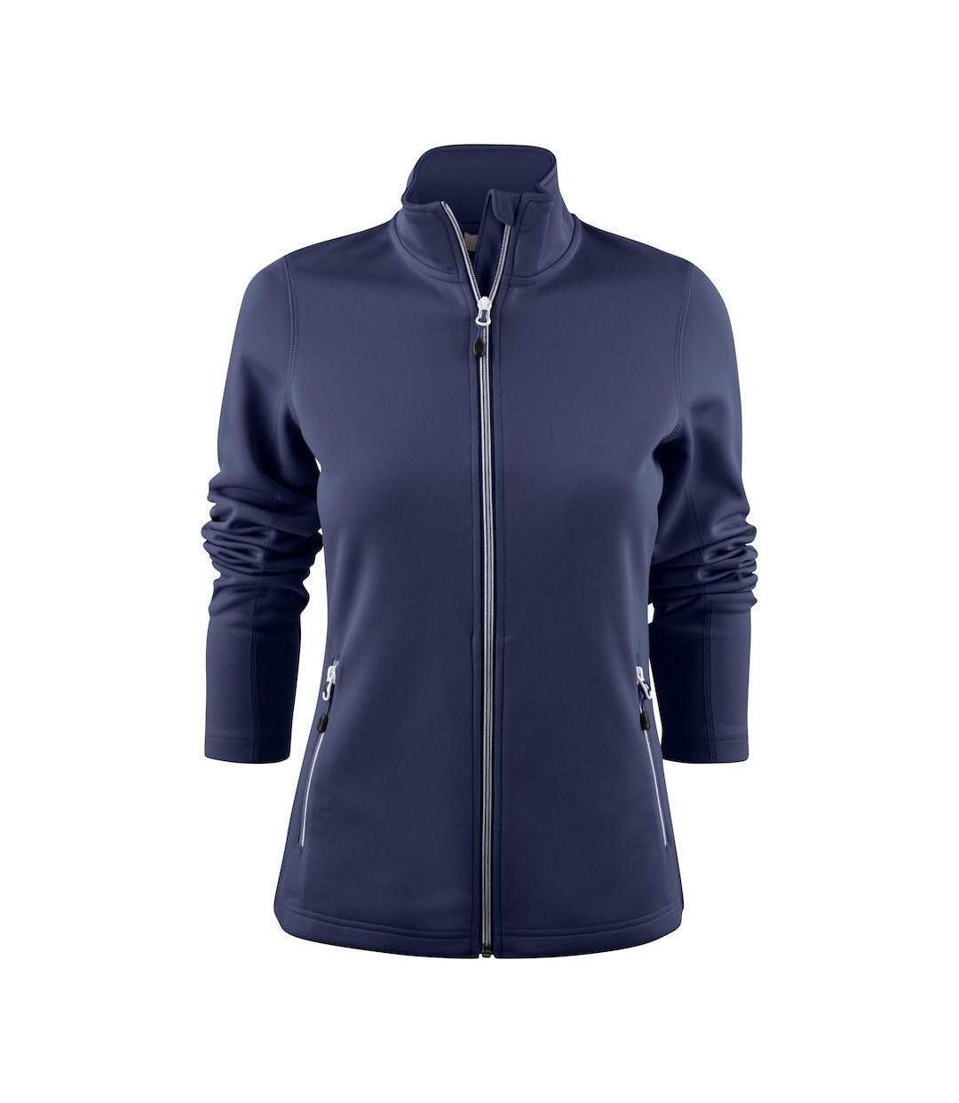 Womens/ladies Powerslide Zipped Sweat Jacket Navy Printer RED-1
