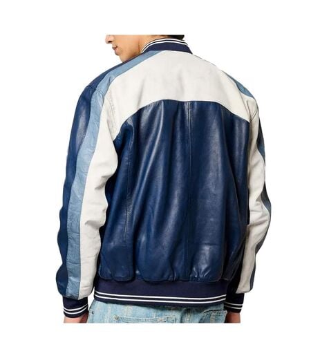 Veste en cuir bleu homme kaporal last - xxl