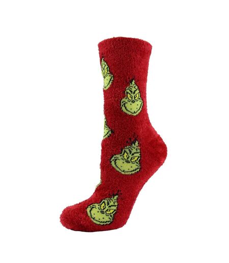 Ladies Novelty Grinch Socks | Funny Red Grinch Design Christmas Socks