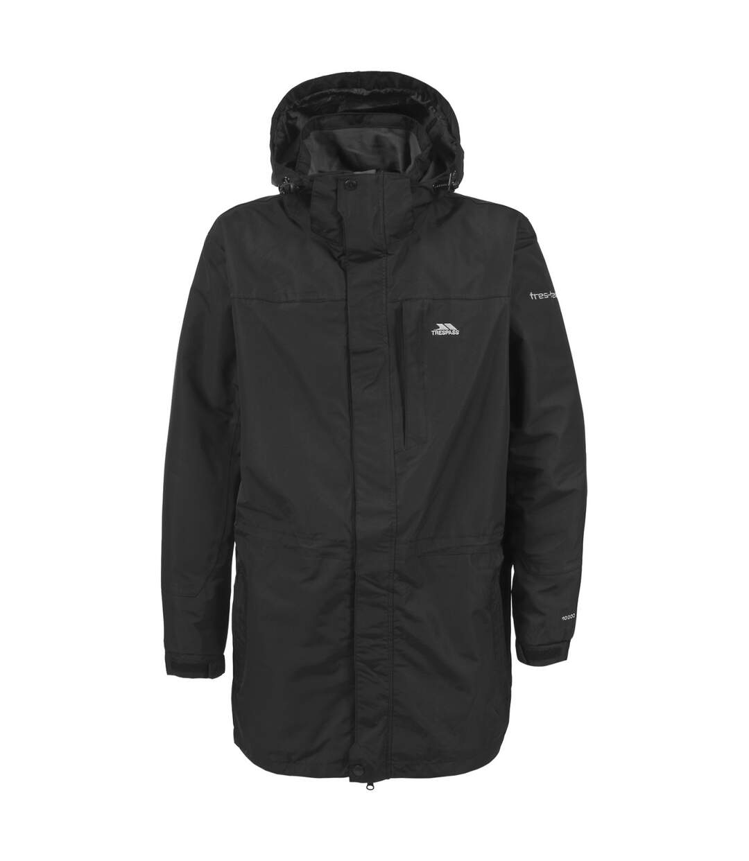 Trespass Mens Edwin Hooded Full Zip Waterproof Coat/Jacket (Black)