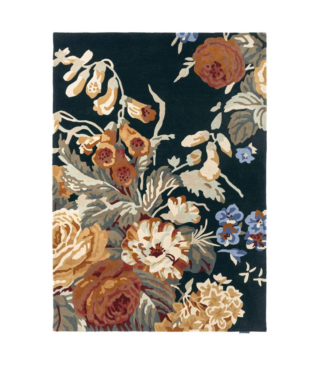 Tapis salon et chambre fait à la main en laine motif floral STAPTON-1