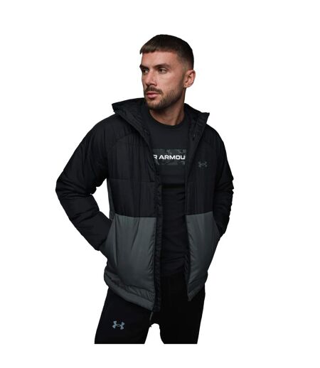 Mens Insulated Hooded Jacket Black Grey Under Armour