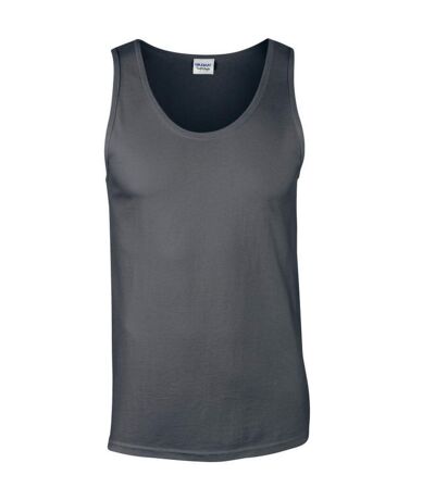 Mens softstyle plain tank top charcoal Gildan