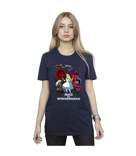 Disney - T-shirt ALICE IN WONDERLAND FLOWERS - Femme (Bleu marine) - UTBI8746