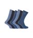 FLOSO - Chaussettes unies 100% coton (lot de 6 paires) - Homme (Nuances de bleu) - UTMB183
