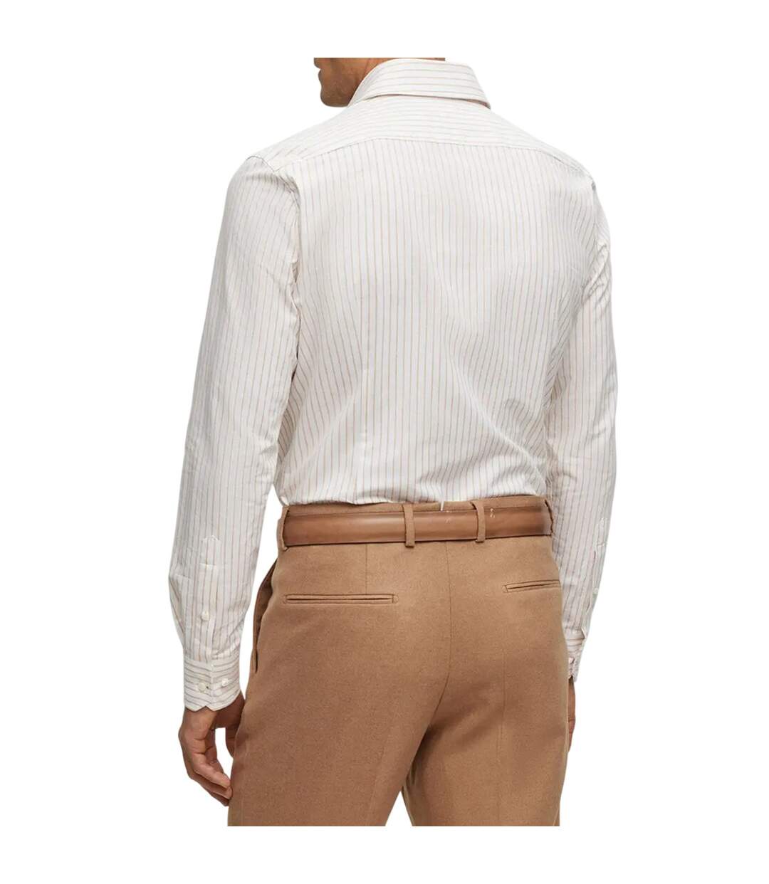 Chemise Manches Longues Motif/style À Rayures Homme Beige Boss-3