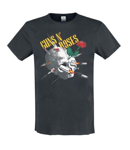 Amplified Mens Needle Skull Guns N Roses T-Shirt (Charcoal)