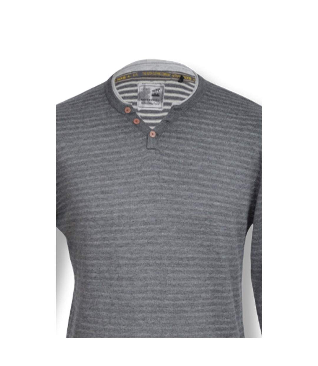 Pull homme manches longues  col en V de couleur gris-4