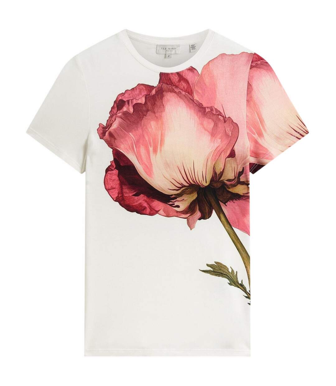 Womens/ladies Large Floral Slim T-shirt Ivory Ted Baker-2
