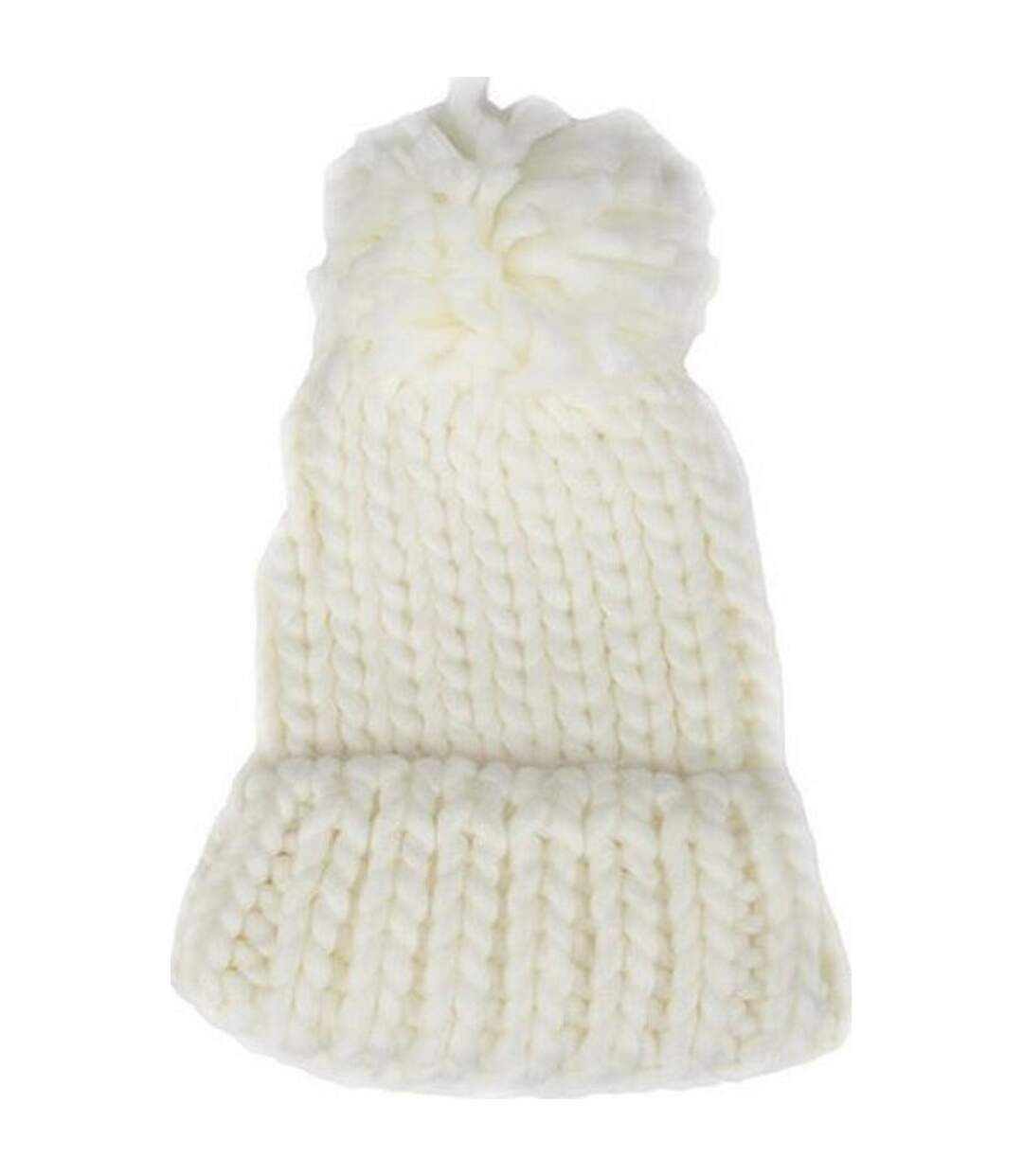 Bonnet Motif/style Pompon Femme Blanc 4F-1