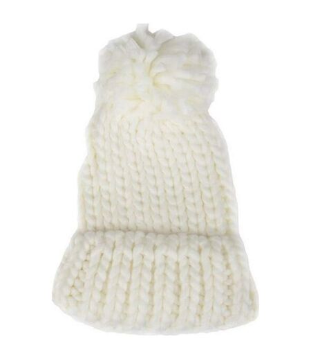 Bonnet Motif/style Pompon Femme Blanc 4F