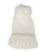 Bonnet Motif/style Pompon Femme Blanc 4F-1
