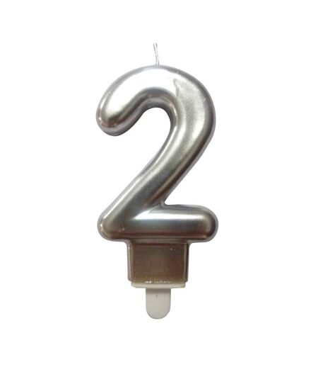 Bougie d'Anniversaire Chiffre 2 7cm Argent