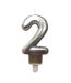 Bougie d'Anniversaire Chiffre 2 7cm Argent-1