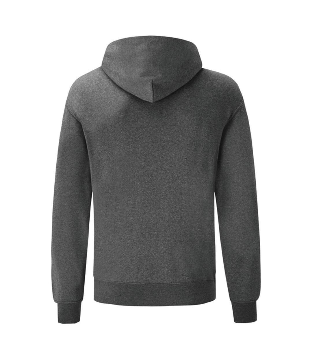 Sweat À Capuche Classic Adulte Gris Foncé Chiné Fruit Of The Loom-2
