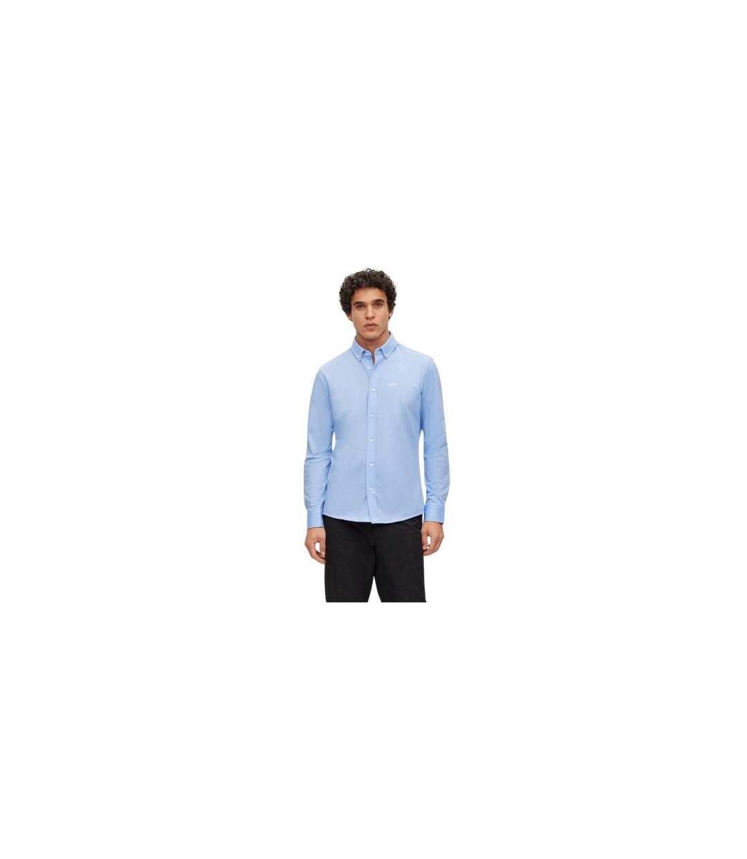Mens Jo Embroidered Long-sleeved Button-down Shirt Sky Boss-1
