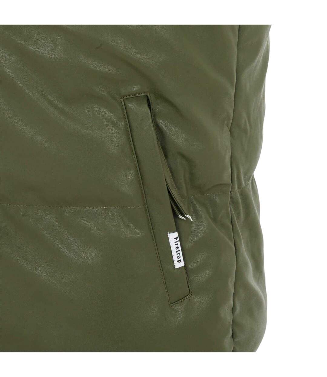 Mens Pu Padded Gilet Army Green Firetrap-4