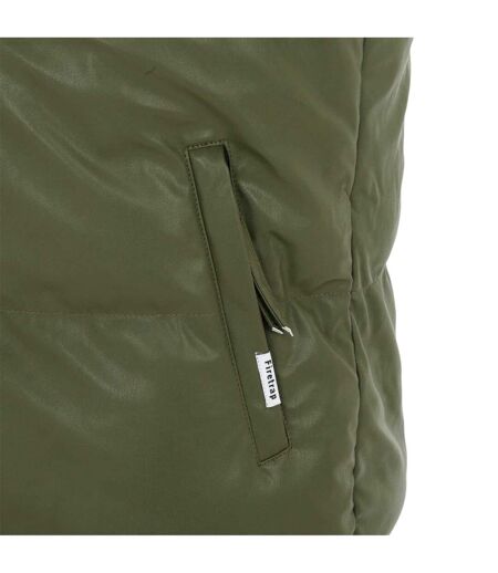 Mens Pu Padded Gilet Army Green Firetrap