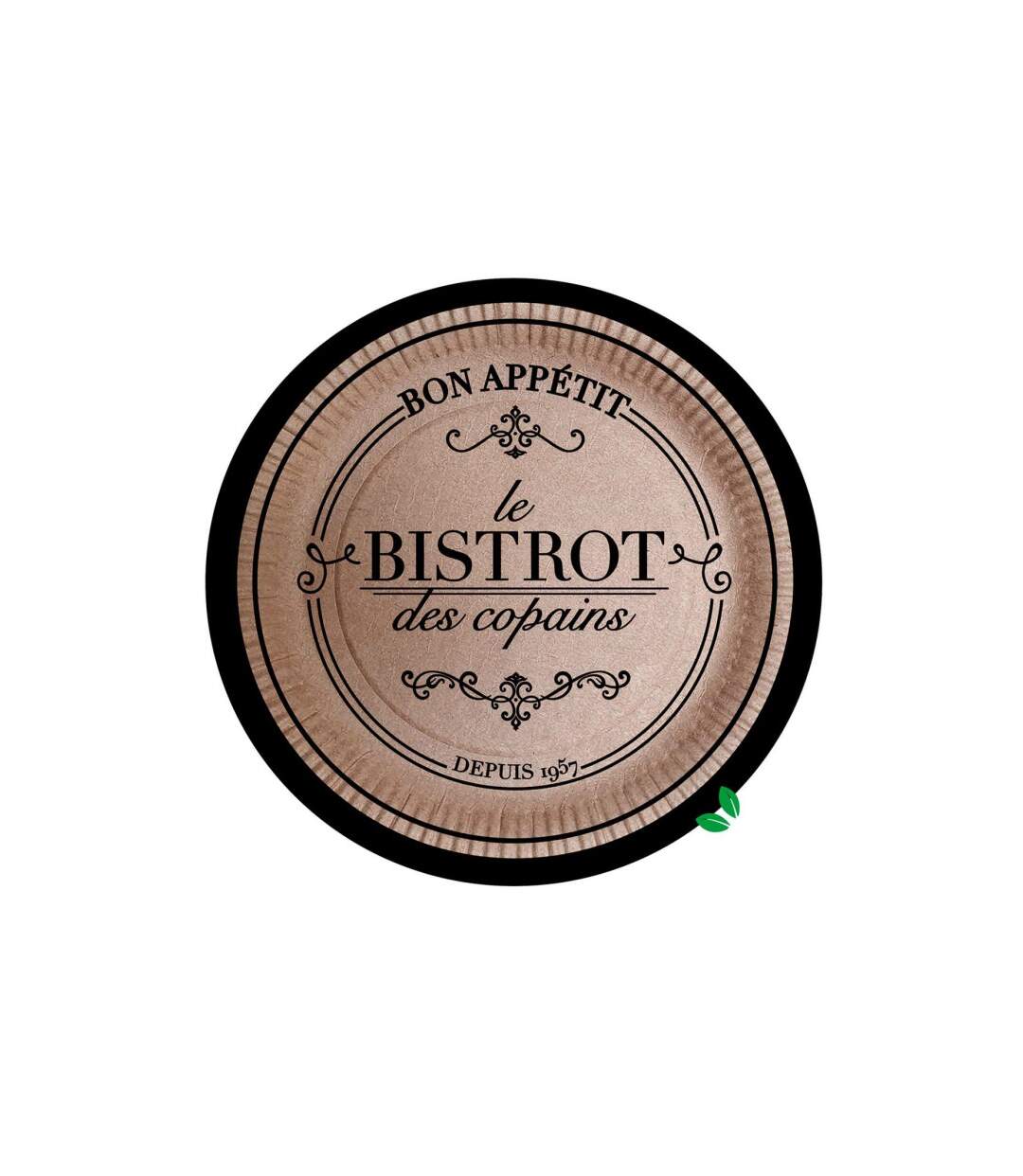 Lot de 10 Assiettes en Carton Bistrot 23cm Naturel-1