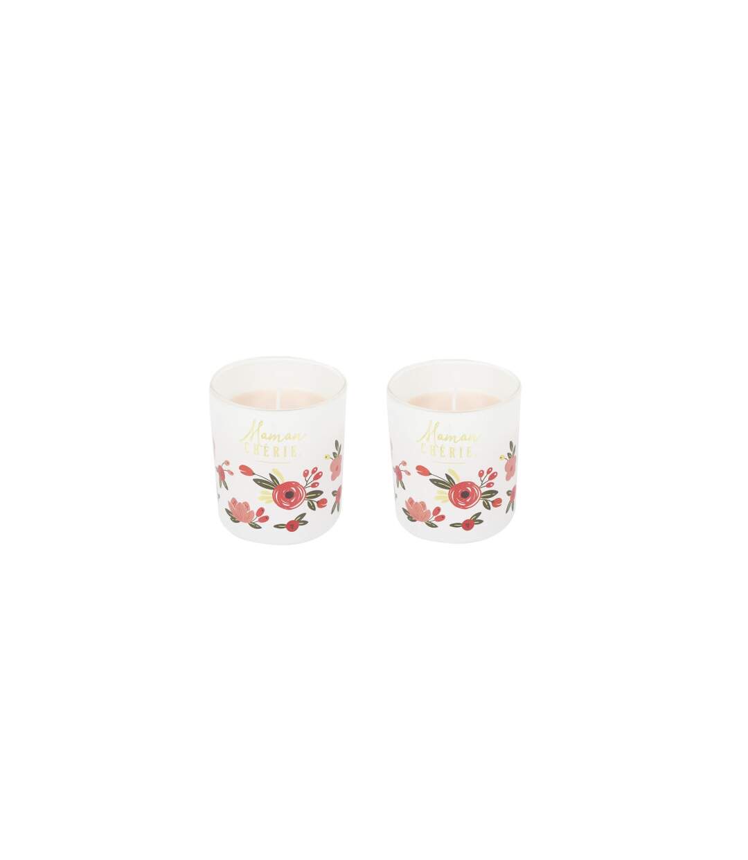 Coffret 2 Bougies Parfumées Maman Chérie 8cm Rose-3
