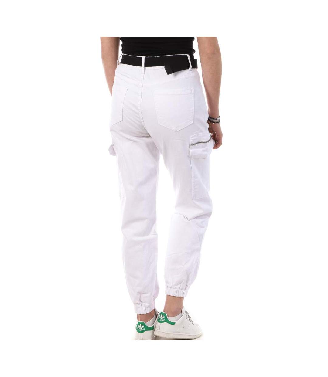 Pantalon Cargo Ceinture Blanc Femme Monday Premium LW-357 - L