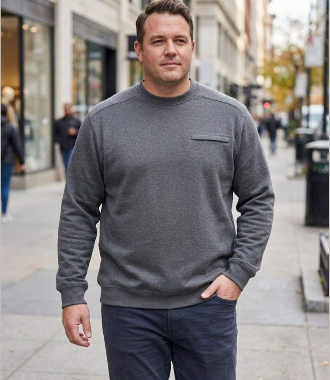 CHALLENGER BULGARE1 — Sweat col rond gris : style décontracté et finitions soignées-5