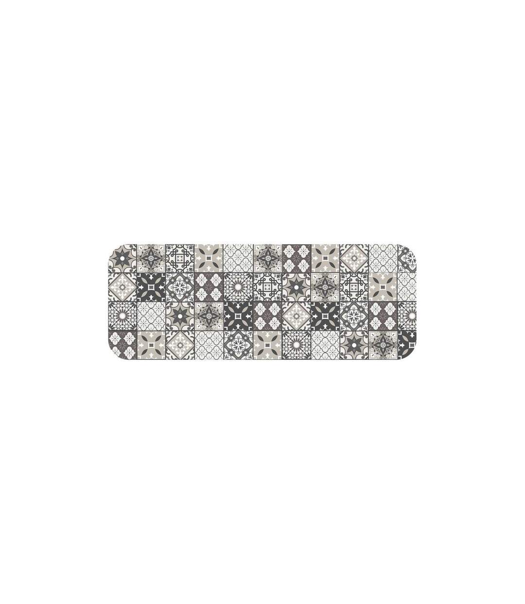 Tapis Imprimé Gaston 45x120cm Gris & Blanc-1
