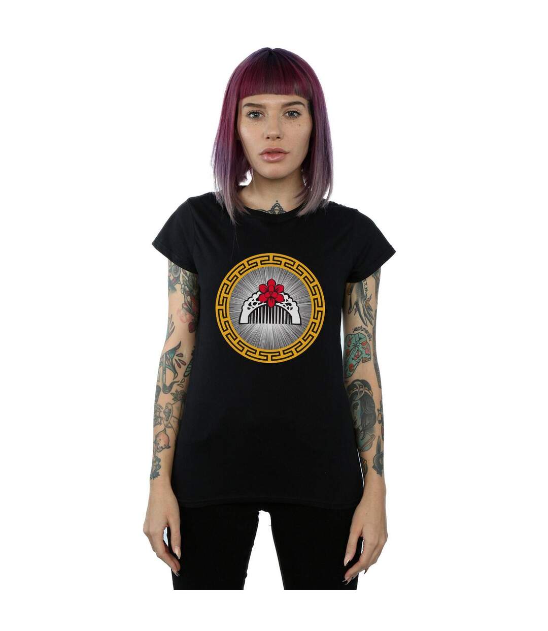 Disney Femme/Les femmes Mulan Movie Flower Comb Cotton T-Shirt (Noir) - UTBI30783-2