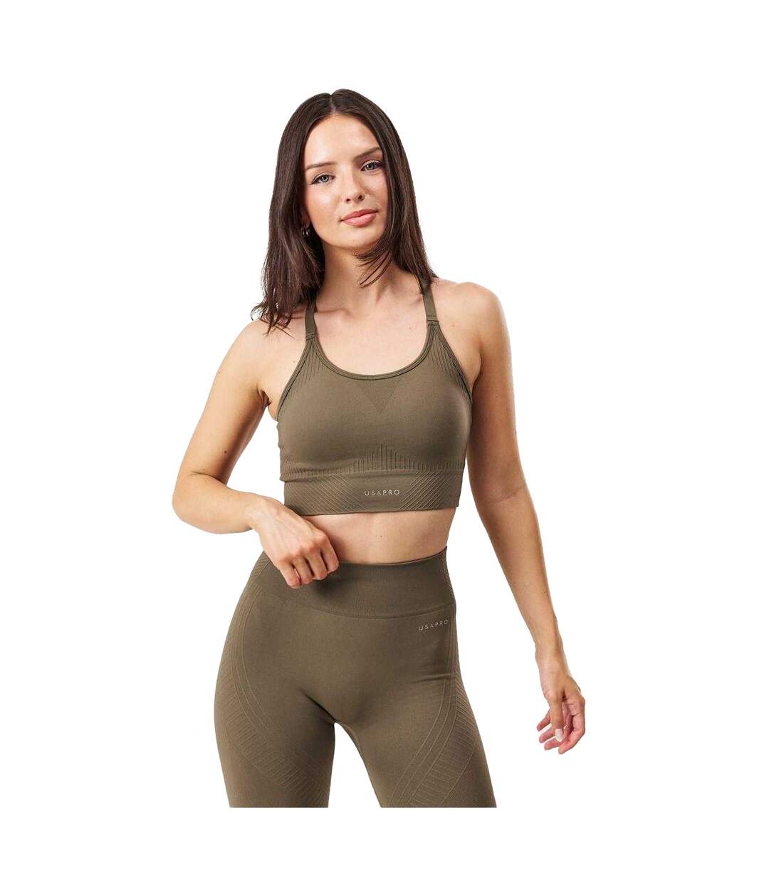 Womens/ladies Adjustable Seamless Sports Bra Ash USA-1