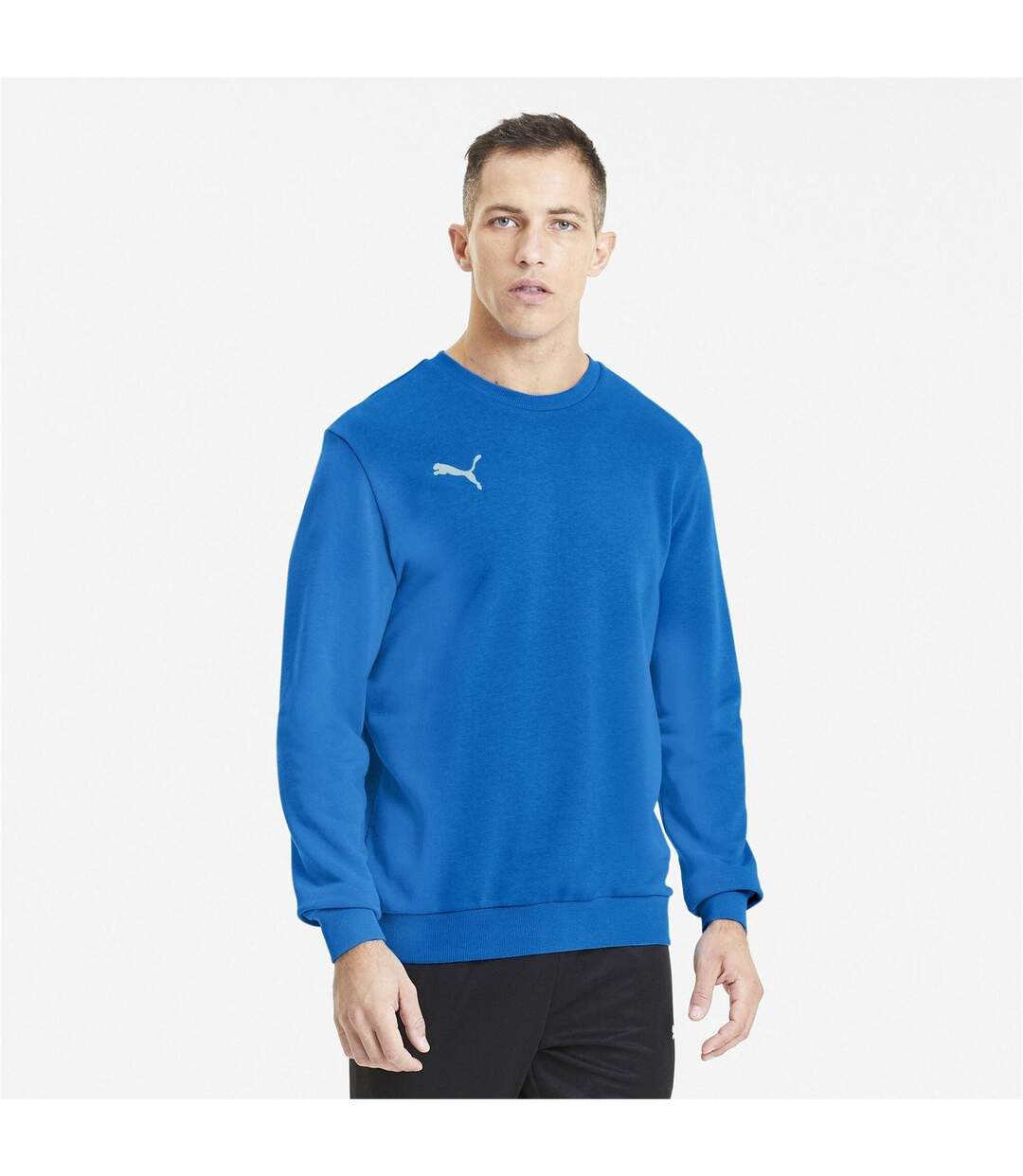 Mens Crew Neck Regular Sweatshirt Electric Blue Lemonade Puma-4