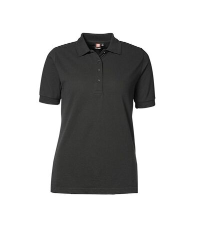 ID Womens/Ladies Pro Wear Short Sleeve Regular Fitting Classic Polo Shirt (Black) - UTID112