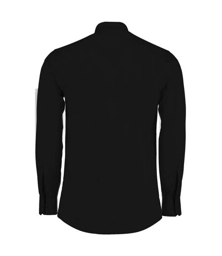 Mens Poplin Tailored Long-sleeve Formal Shirt Noir Kustom Kit