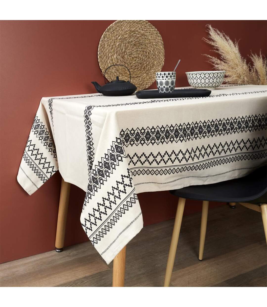 Nappe Imprimée Ethnique 140x250cm Beige-2