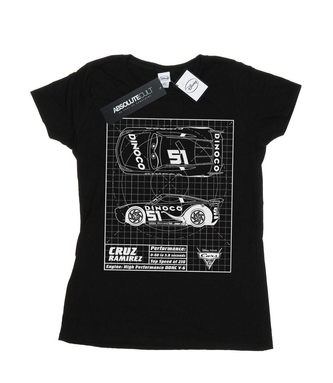 Disney - T-shirt CARS CRUZ RAMIREZ BLUEPRINT - Femme (Noir) - UTBI13779-1