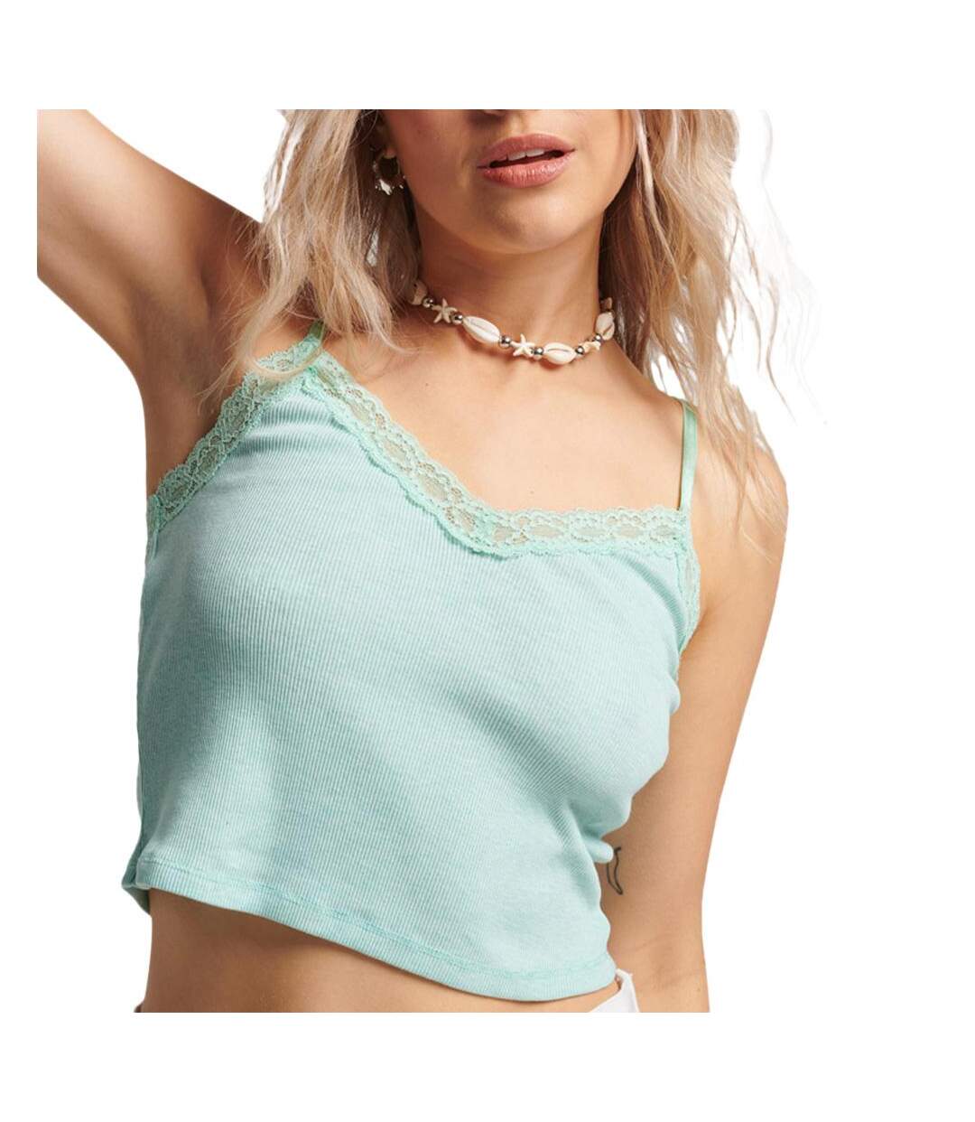 Top turquoise femme superdry vintage lace cami - m/l-1