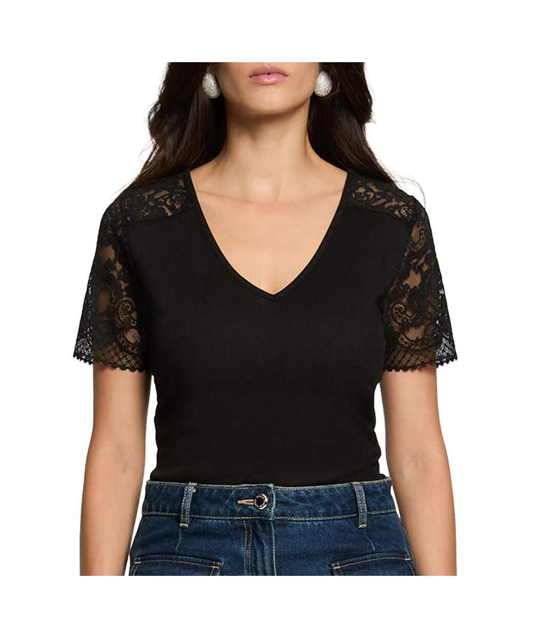 T-Shirt noir femme morgan dio-1