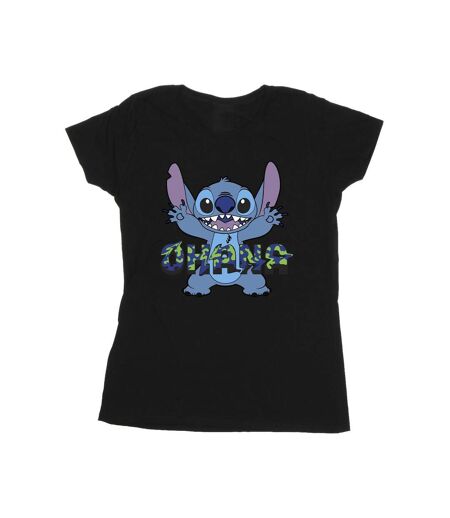 Disney Femmes/Les femmes Lilo And Stitch Ohana Blue Glitch Cotton T-Shirt (Noir) - UTBI25841