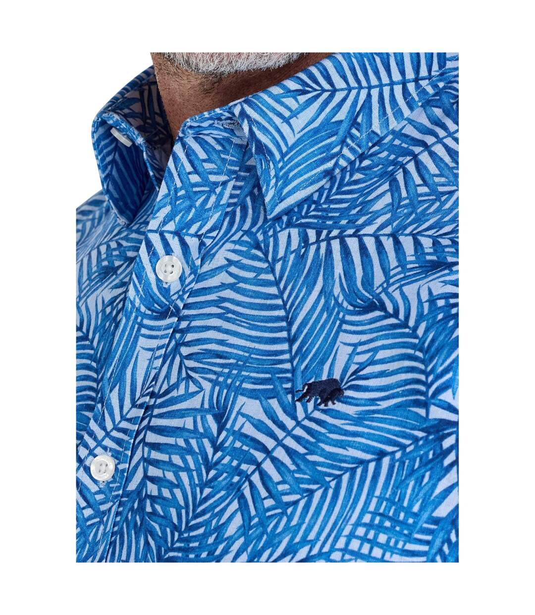 Chemise Manches Courtes Motif/style Palmier Bali Homme Bleu Ciel Raging Bull-4