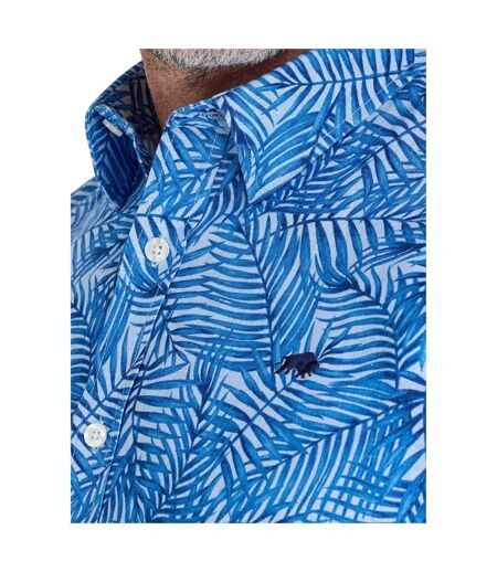 Chemise Manches Courtes Motif/style Palmier Bali Homme Bleu Ciel Raging Bull