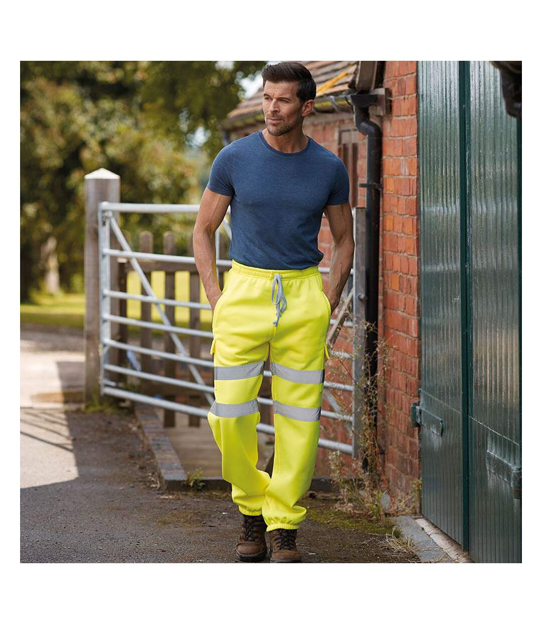 Pantalon de sport haute visibilité homme jaune Yoko-3